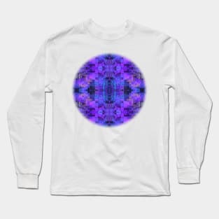 Abstract Glitch Effect in Purple Long Sleeve T-Shirt